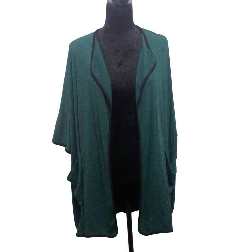 Nally & Millie Womens Forest Green Open‎ Front Cardigan Pockets One Size B2